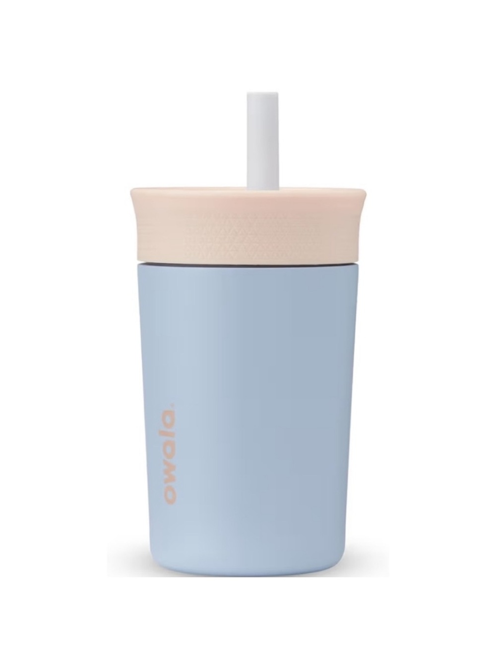 Owala Kids Straw Cup in Light Blue with Pale Pink Lid